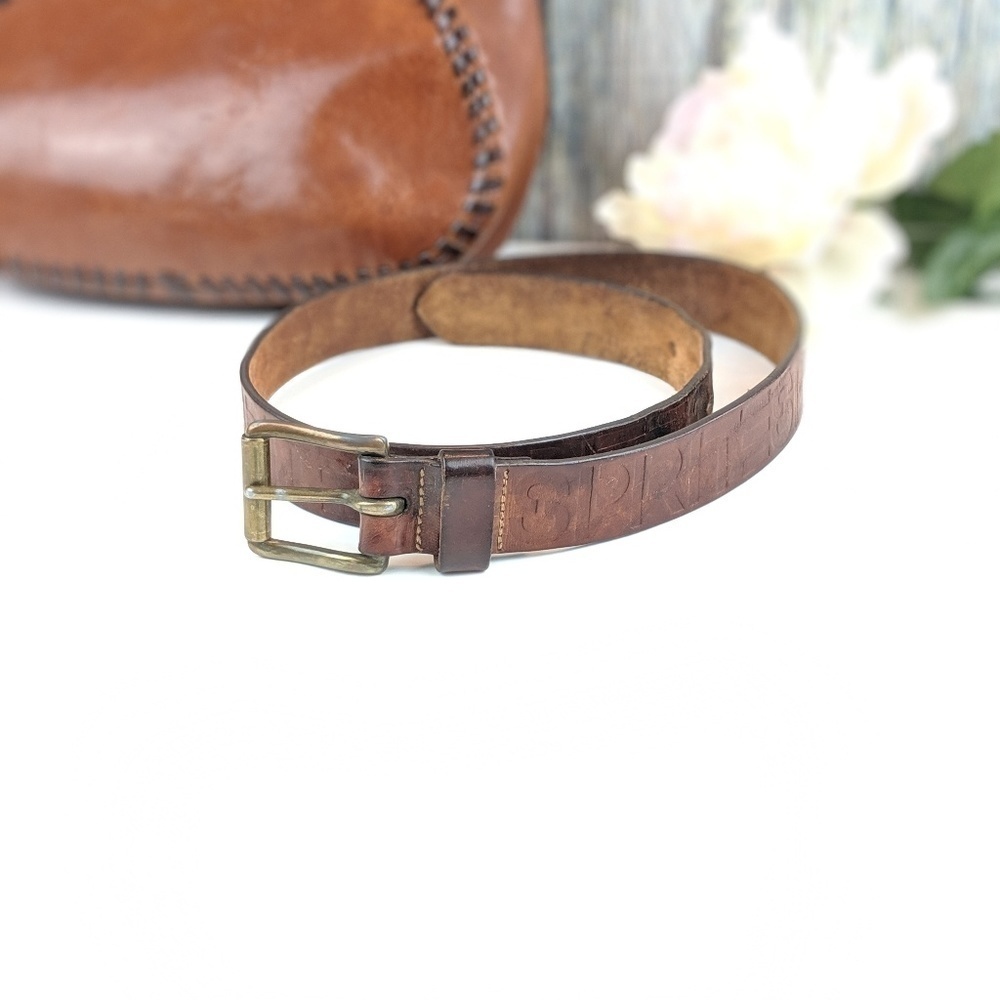 Esprit Vintage Brown Leather Logo Belt - Picture 5 of 8